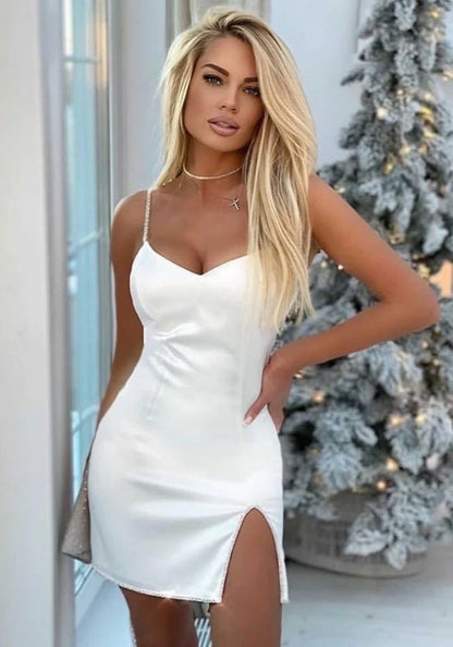Robe satin mini blanche